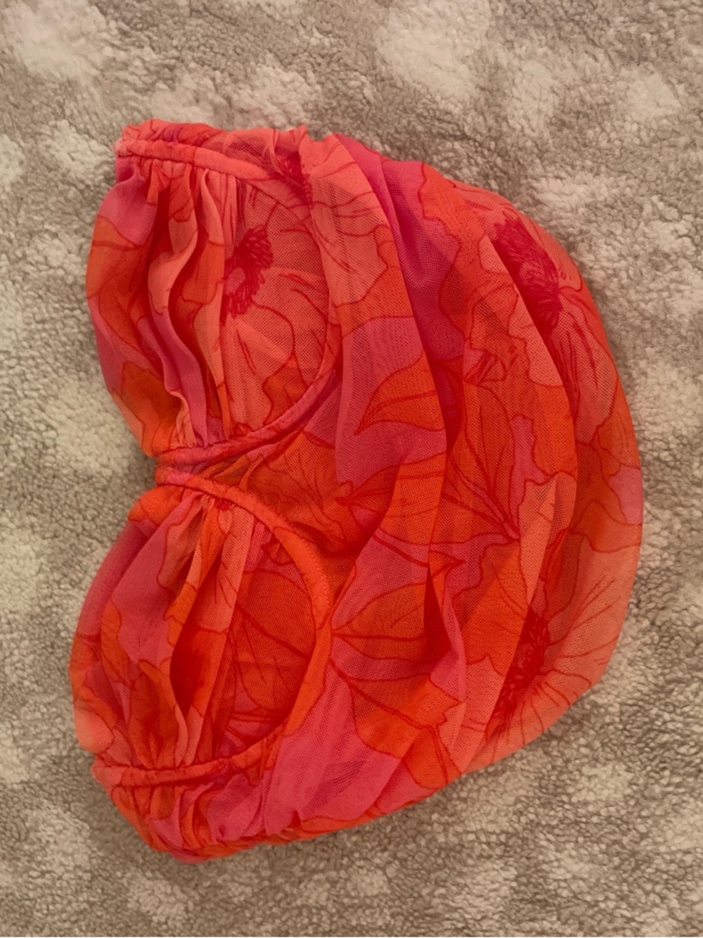 Zara Vibrant Floral Bandeau Top in Coral Pink